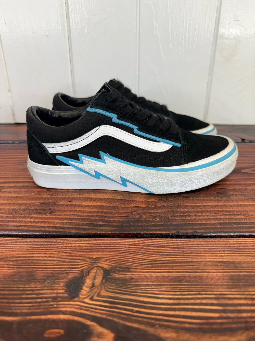 Vans Old Skool Bolt Black Blue Low Top Skate Shoes Women’s 6.5 Men’s 5